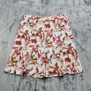 Vintage 90s JM Collection Skirt Womens 18 Multicolor Floral Linen Flare Hem Zip‎